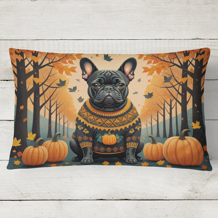 Black French Bulldog Fall Throw Pillow