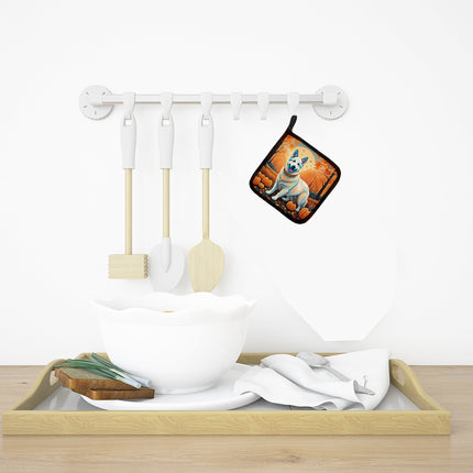 White German Shepherd Fall Pair of Pot Holders