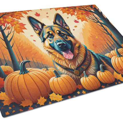 German Shepherd Fall Glass Cutting Board
