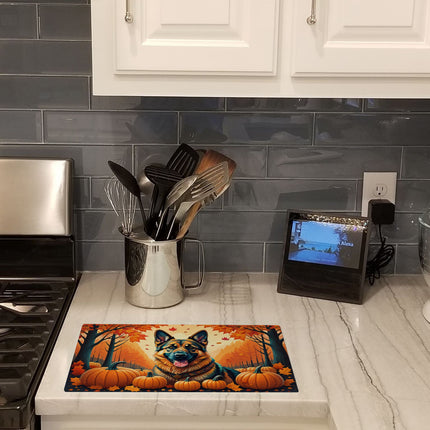 German Shepherd Fall Glass Cutting Board