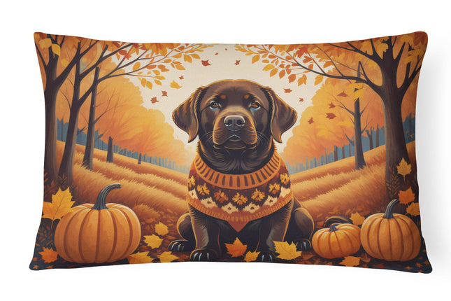 Chocolate Labrador Retriever Fall Throw Pillow