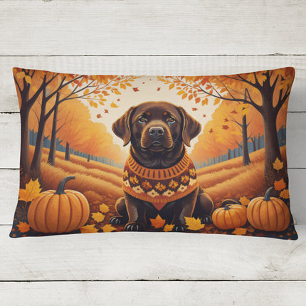 Chocolate Labrador Retriever Fall Throw Pillow