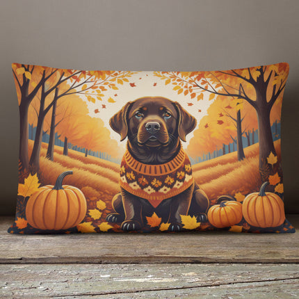 Chocolate Labrador Retriever Fall Throw Pillow