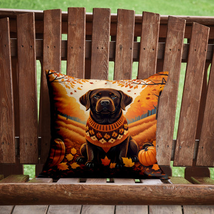 Chocolate Labrador Retriever Fall Throw Pillow