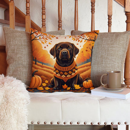 Chocolate Labrador Retriever Fall Throw Pillow