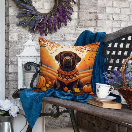 Chocolate Labrador Retriever Fall Throw Pillow