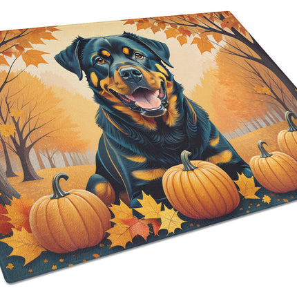 Rottweiler Fall Glass Cutting Board