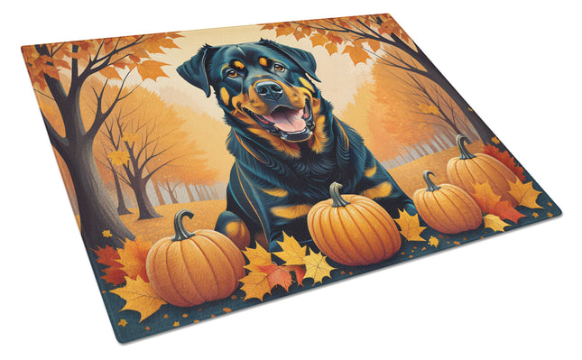 Rottweiler Fall Glass Cutting Board