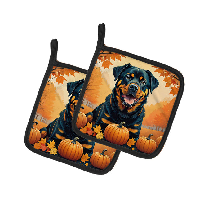 Rottweiler Fall Pair of Pot Holders