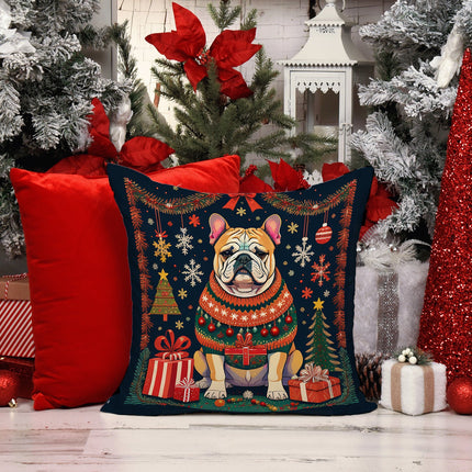 English Bulldog Christmas Throw Pillow