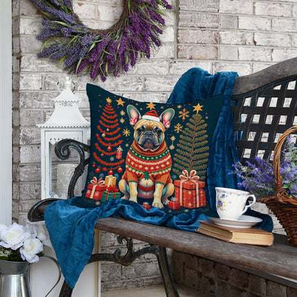 Fawn French Bulldog Christmas Throw Pillow