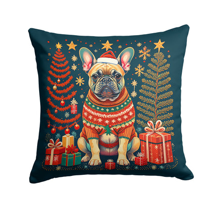 Fawn French Bulldog Christmas Throw Pillow