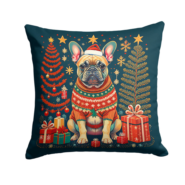 Fawn French Bulldog Christmas Throw Pillow