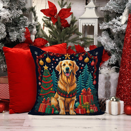 Golden Retriever Christmas Throw Pillow