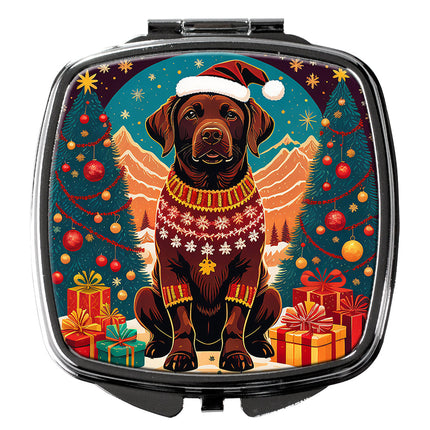 Chocolate Labrador Retriever Christmas Compact Mirror