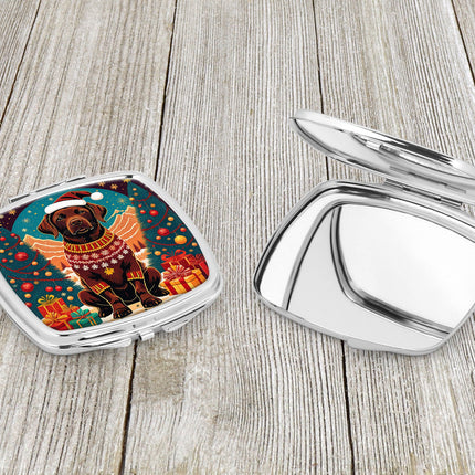 Chocolate Labrador Retriever Christmas Compact Mirror
