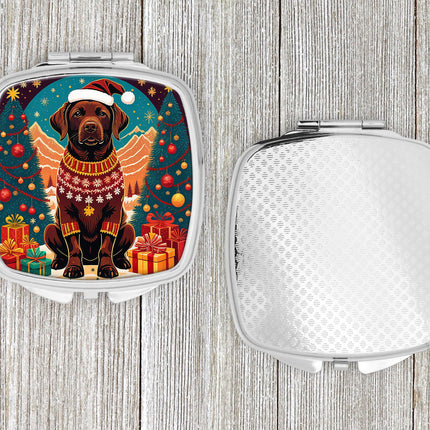 Chocolate Labrador Retriever Christmas Compact Mirror