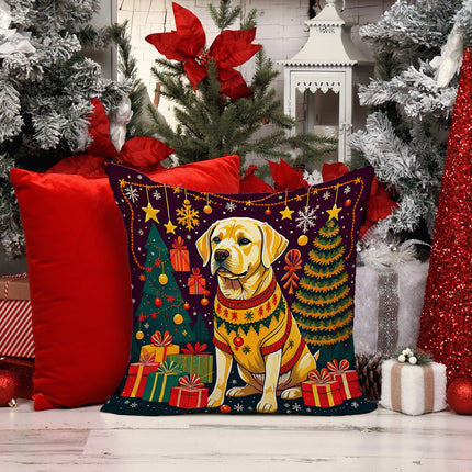 Yellow Labrador Retriever Christmas Throw Pillow