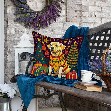 Yellow Labrador Retriever Christmas Throw Pillow
