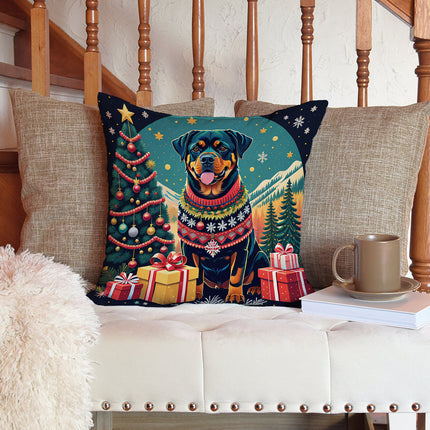 Rottweiler Christmas Throw Pillow