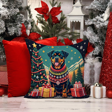 Rottweiler Christmas Throw Pillow