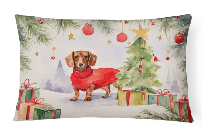 Dachshund Christmas Throw Pillow