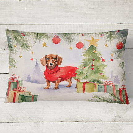 Dachshund Christmas Throw Pillow