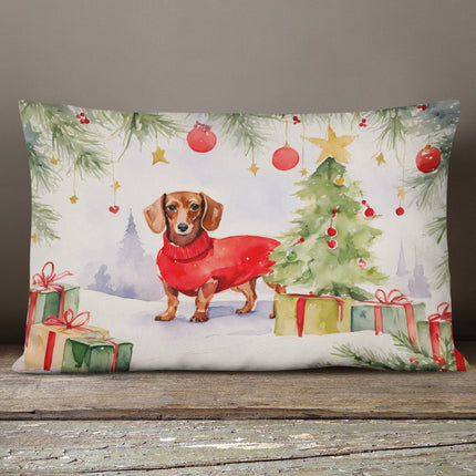 Dachshund Christmas Throw Pillow
