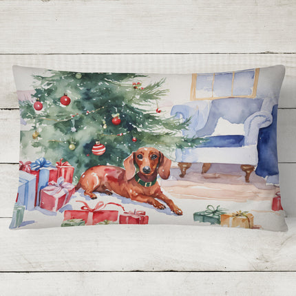 Dachshund Christmas Throw Pillow