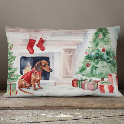 Dachshund Christmas Throw Pillow