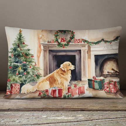 Golden Retriever Christmas Throw Pillow