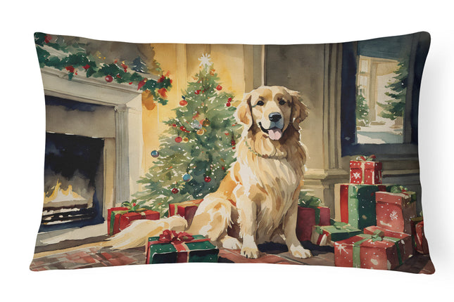 Golden Retriever Christmas Throw Pillow
