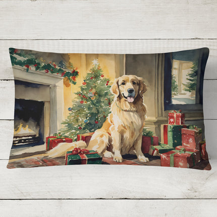 Golden Retriever Christmas Throw Pillow