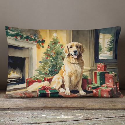 Golden Retriever Christmas Throw Pillow