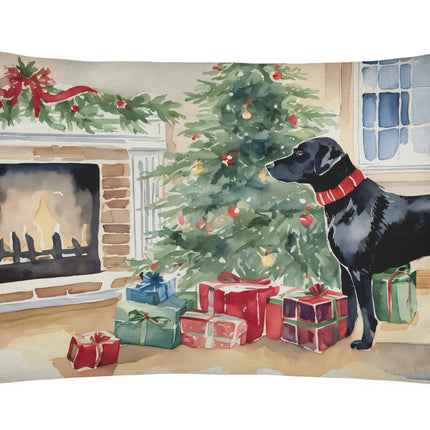 Black Labrador Christmas Throw Pillow