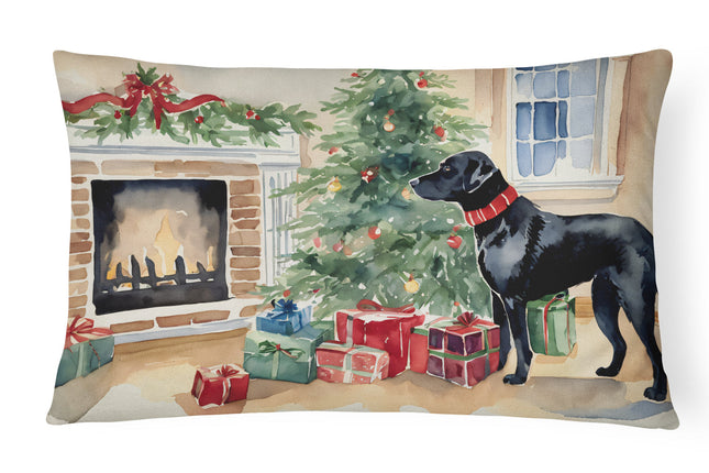 Black Labrador Christmas Throw Pillow