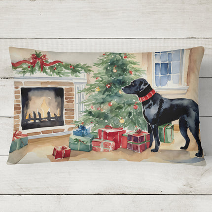Black Labrador Christmas Throw Pillow