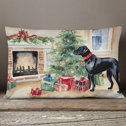 Black Labrador Christmas Throw Pillow