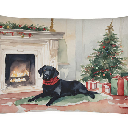 Black Labrador Christmas Throw Pillow