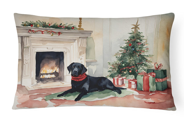 Black Labrador Christmas Throw Pillow