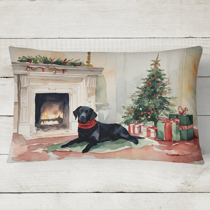 Black Labrador Christmas Throw Pillow