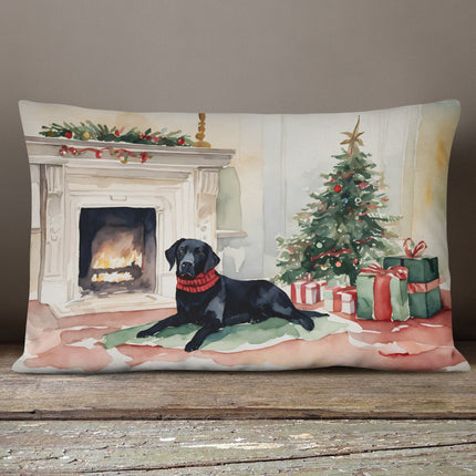 Black Labrador Christmas Throw Pillow