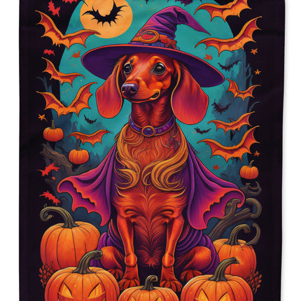 Dachshund Witchy Halloween House Flag
