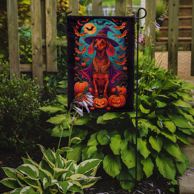 Dachshund Witchy Halloween Garden Flag