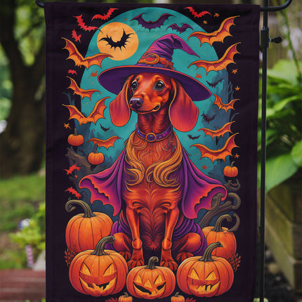 Dachshund Witchy Halloween Garden Flag