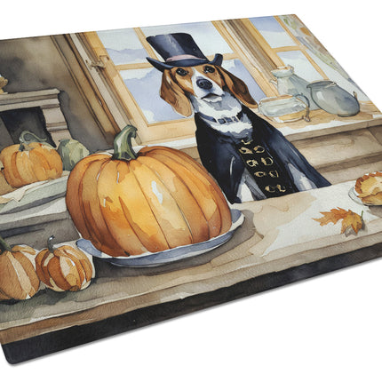 Beagle Fall Kitchen Pumpkins Glass Cutting Board