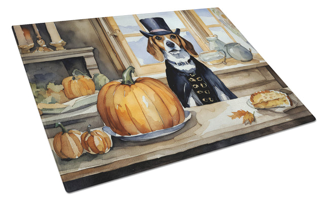 Beagle Fall Kitchen Pumpkins Glass Cutting Board