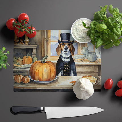 Beagle Fall Kitchen Pumpkins Glass Cutting Board