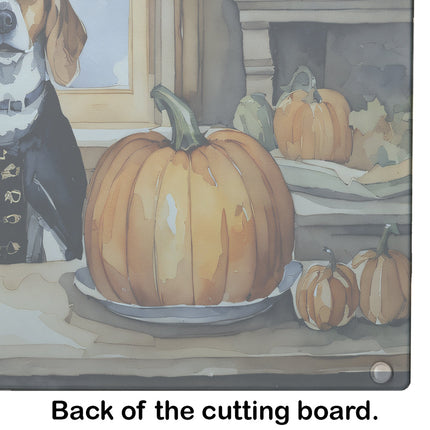Beagle Fall Kitchen Pumpkins Glass Cutting Board