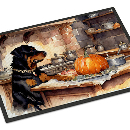 Rottweiler Fall Kitchen Pumpkins Doormat